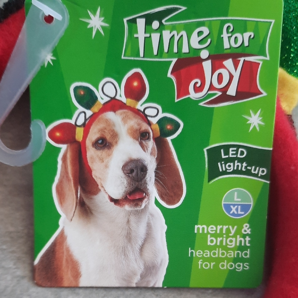 LED Christmas Light-Up Dog Headband with Bulbs - Picture 2 of 3